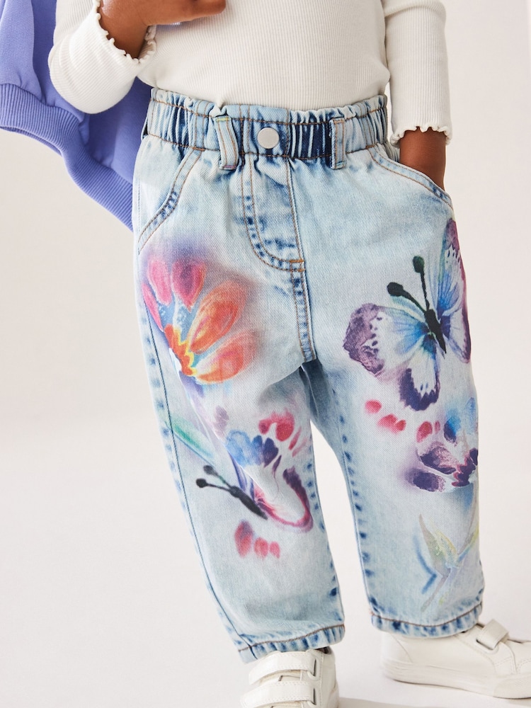 Denim 100% Cotton Butterfly Print Jeans (3mths-6yrs) - Image 1 of 4