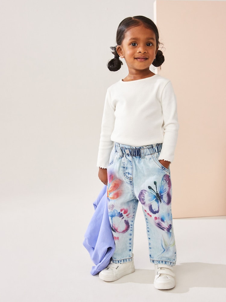 Denim 100% Cotton Butterfly Print Jeans (3mths-6yrs) - Image 2 of 4
