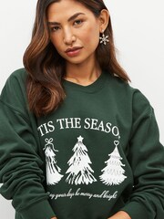 Green Graphic Christmas Sweatshirt - Image 4 of 5