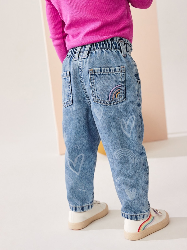 Denim Heart and Rainbow Print 100% Cotton Jeans (3mths-7yrs) - Image 3 of 8