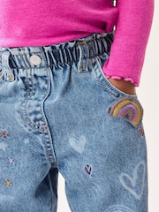 Denim Heart and Rainbow Print 100% Cotton Jeans (3mths-7yrs) - Image 4 of 8