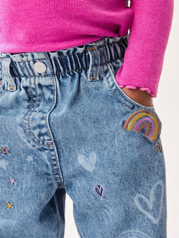 Denim Heart and Rainbow Print 100% Cotton Jeans (3mths-7yrs) - Image 4 of 8