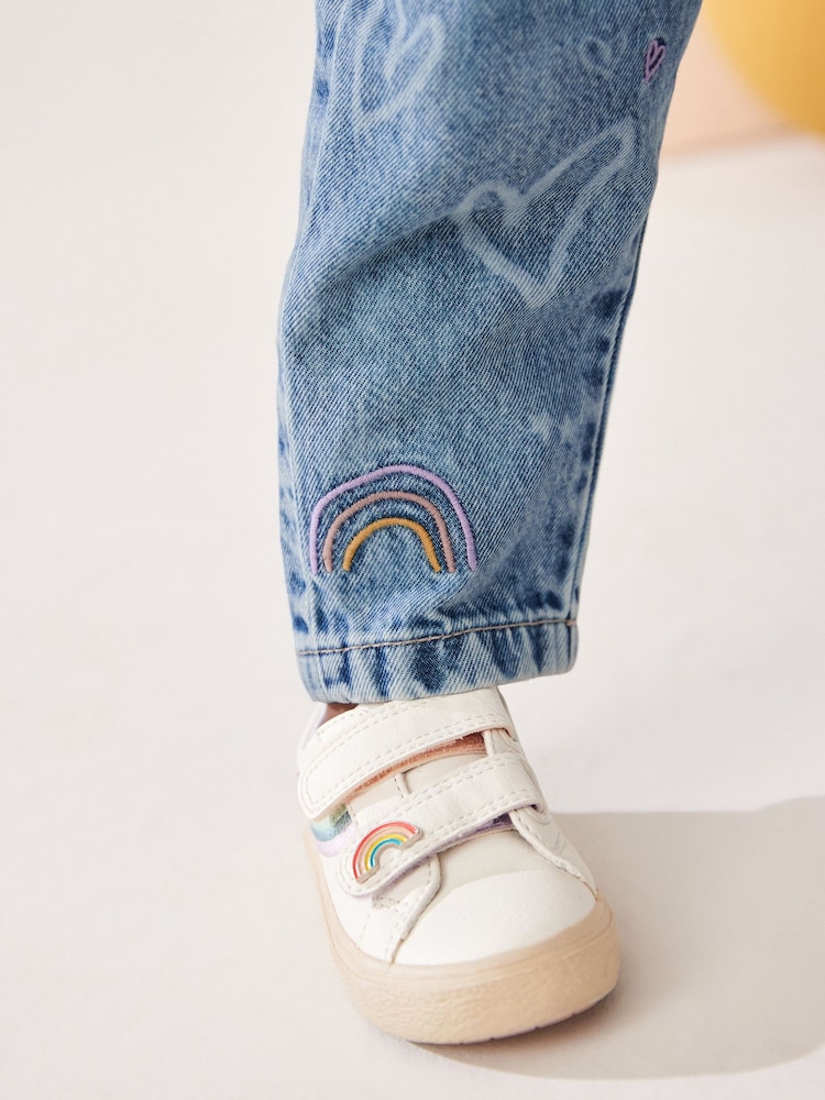 Denim Heart and Rainbow Print 100% Cotton Jeans (3mths-7yrs) - Image 5 of 8