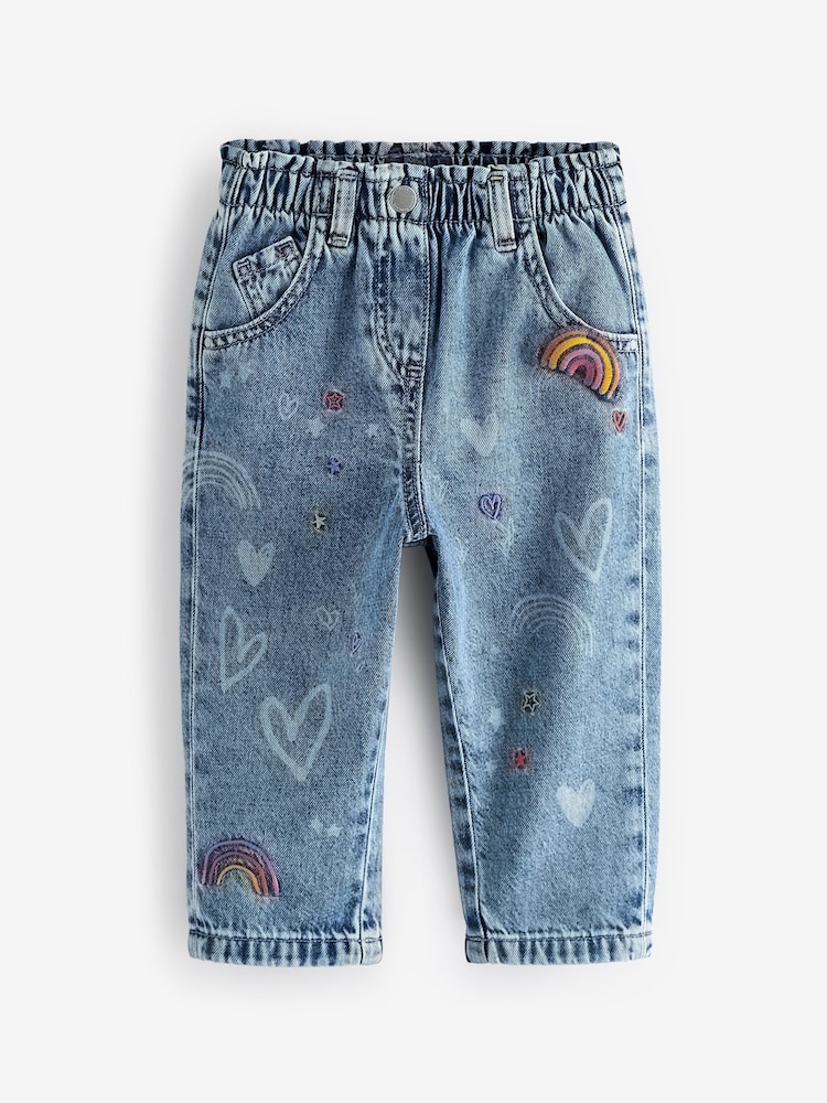 Denim Heart and Rainbow Print 100% Cotton Jeans (3mths-7yrs) - Image 6 of 8