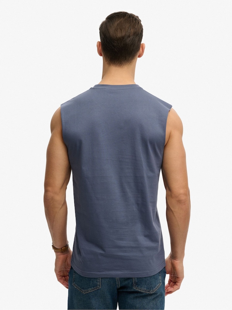 SUPERDRY Blue Essential Logo Tank Top - Image 2 of 7