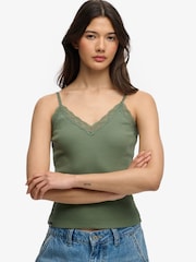 SUPERDRY Green Essential Lace Trim Camisole - Image 1 of 7