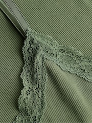 SUPERDRY Green Essential Lace Trim Camisole - Image 7 of 7