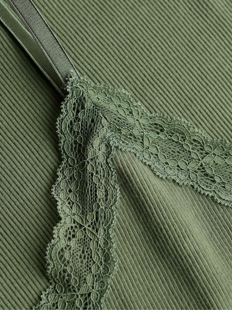 SUPERDRY Green Essential Lace Trim Camisole - Image 7 of 7