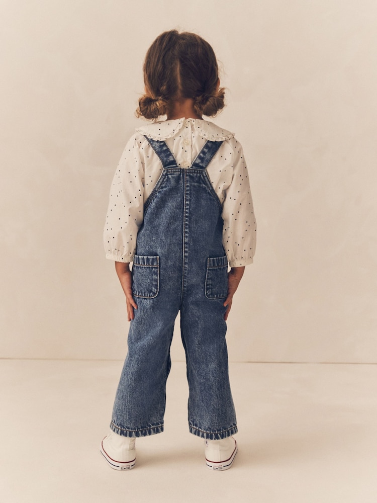 Denim 100% Cotton Blouse And Dungarees Set (3mths-7yrs) - Image 2 of 8
