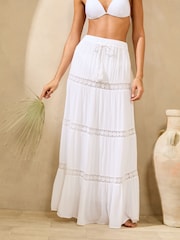 Lipsy White Trim Tiered Maxi Skirt - Image 2 of 5