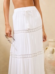 Lipsy White Trim Tiered Maxi Skirt - Image 4 of 5