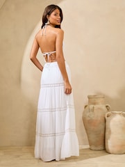 Lipsy White Trim Tiered Maxi Skirt - Image 5 of 5