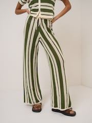 Nobodys Child Green Crochet Stripe Resort Trousers - Image 1 of 5