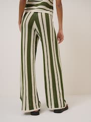 Nobodys Child Green Crochet Stripe Resort Trousers - Image 2 of 5