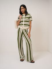 Nobodys Child Green Crochet Stripe Resort Trousers - Image 4 of 5