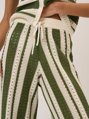 Nobodys Child Green Crochet Stripe Resort Trousers - Image 5 of 5