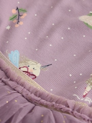 Lilac Purple Bear Long Sleeve Ribbed Mesh Dress (3mths-7yrs) - Image 4 of 4