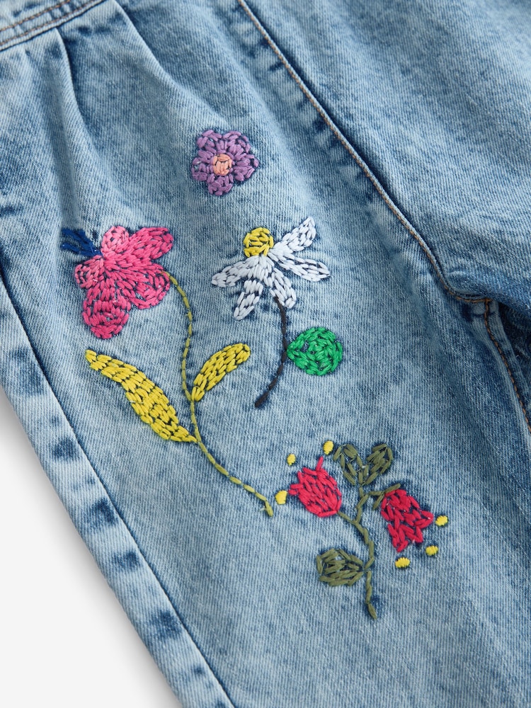 Denim Floral Print Embroidered 100% Cotton Dungarees (3mths-7yrs) - Image 9 of 9 Denim Floral Print Embroidered 100% Cotton Dungarees (3mths-7yrs) - Image 9 of 9