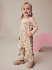Pink 100% Cotton Floral Dungaree & T-Shirt Set (3mths-7yrs) - Image 1 of 8