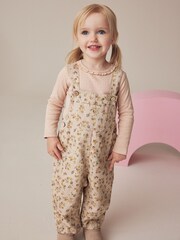 Pink 100% Cotton Floral Dungaree & T-Shirt Set (3mths-7yrs) - Image 2 of 8
