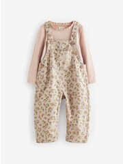 Pink 100% Cotton Floral Dungaree & T-Shirt Set (3mths-7yrs) - Image 5 of 8