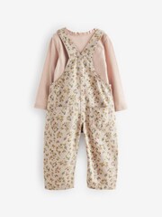 Pink 100% Cotton Floral Dungaree & T-Shirt Set (3mths-7yrs) - Image 6 of 8