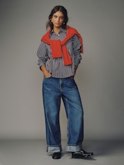 White/Choclate Stripe - Πουκάμισα με μακριά μανίκια, εφαρμοστά και ελαστικά, σετ 2 - Εικόνα 2 του 9