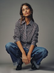 White/Choclate Stripe - Πουκάμισα με μακριά μανίκια, εφαρμοστά και ελαστικά, σετ 2 - Εικόνα 3 του 9