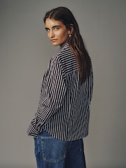 White/Choclate Stripe - Πουκάμισα με μακριά μανίκια, εφαρμοστά και ελαστικά, σετ 2 - Εικόνα 4 του 9