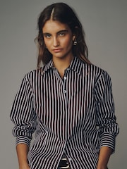 White/Choclate Stripe - Πουκάμισα με μακριά μανίκια, εφαρμοστά και ελαστικά, σετ 2 - Εικόνα 5 του 9