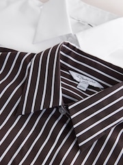 White/Choclate Stripe - Πουκάμισα με μακριά μανίκια, εφαρμοστά και ελαστικά, σετ 2 - Εικόνα 8 του 9