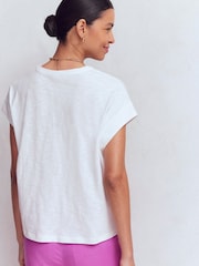 Boden White Nina Embroidered Notch T-Shirt - Image 2 of 5