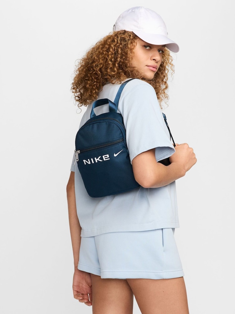Nike Blue Mini Sportswear Futura Backpack (6L) - Image 2 of 8 Nike Blue Mini Sportswear Futura Backpack (6L) - Image 2 of 8