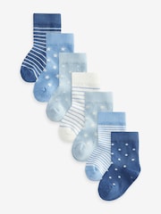 Blue/White 7 Pack Baby Socks (0mths-2yrs) - Image 1 of 8
