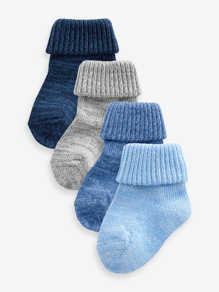 Blue/Grey Roll Top Baby Socks 4 Pack (0mths-2yrs) - Image 1 of 5