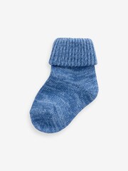 Blue/Grey Roll Top Baby Socks 4 Pack (0mths-2yrs) - Image 5 of 5