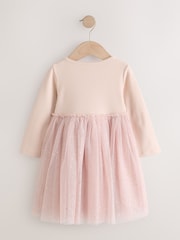Pink Bunny Long Sleeve Ribbed Mesh Dress (3mths-7yrs) - Image 2 of 4