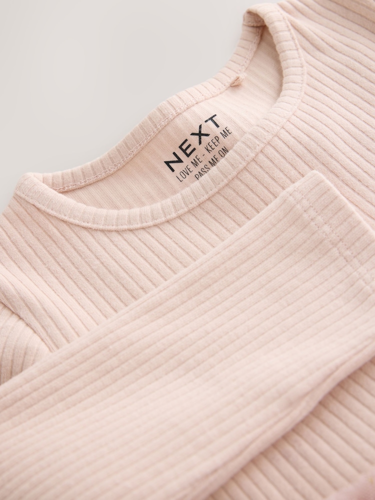Pink Bunny Long Sleeve Ribbed Mesh Dress (3mths-7yrs) - Image 4 of 4