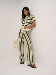 Nobodys Child Green Crochet Stripe Resort Cardigan - Image 4 of 5