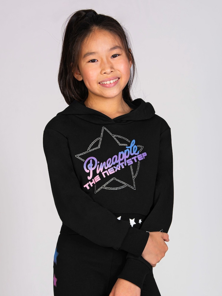 Pineapple Black X The Next Step Logo Crop Hoodie - Image 1 of 7 Pineapple Black X The Next Step Logo Crop Hoodie - Image 1 of 7