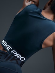 Темно-синий - Укороченная майка Nike Pro 365 Dri-FIT - Изображение 4 из 5