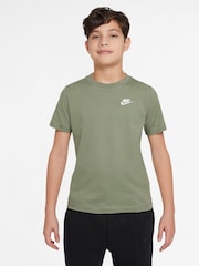 Oliwkowy - Nike Club 100% Cotton T-Shirt - Image 1 of 3