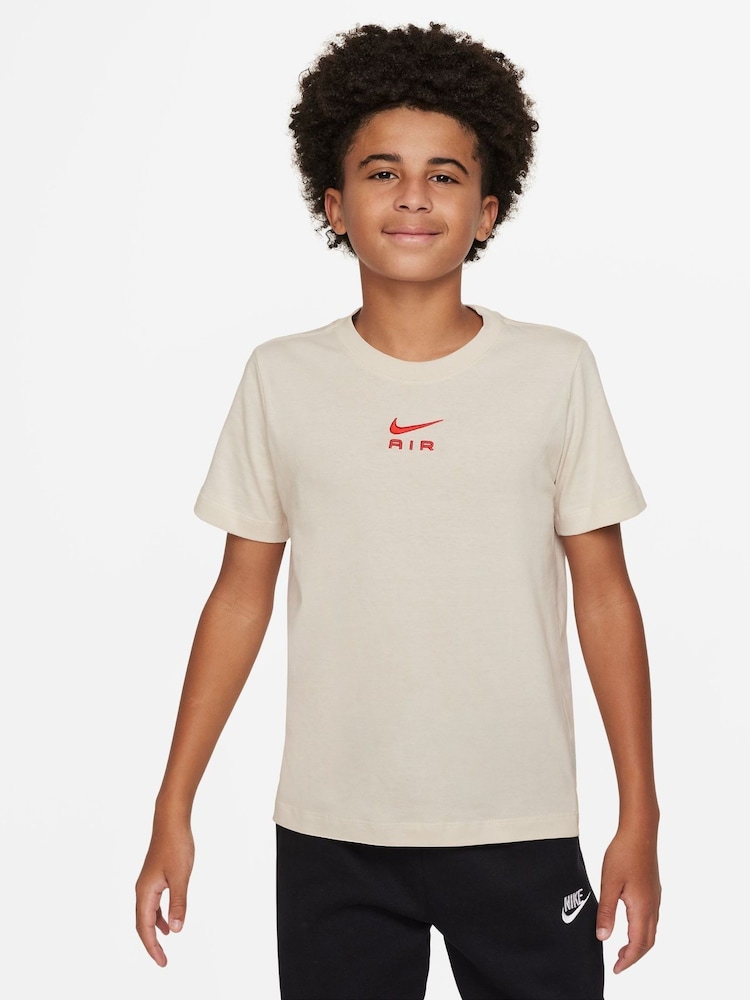 Nike Neutral/Red 100% Cotton Air T-Shirt - Image 1 of 3 Nike Neutral/Red 100% Cotton Air T-Shirt - Image 1 of 3