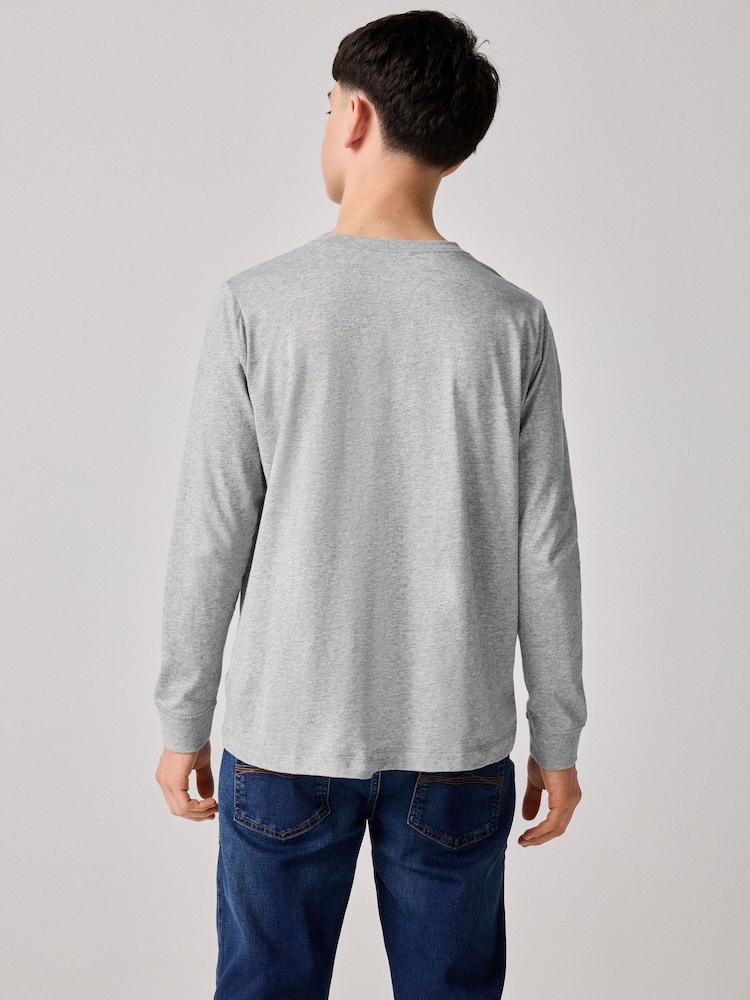 Nike Dark Grey Marl Sportswear Long Sleeve 100% Cotton T-Shirt - Image 3 of 6