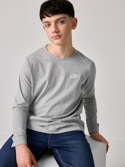 Nike Dark Grey Marl Sportswear Long Sleeve 100% Cotton T-Shirt - Image 4 of 6