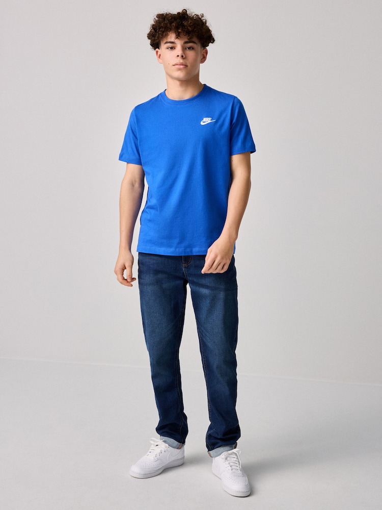 Živo modra - Nike Club 100% bombažna majica - Slika 2 iz 5