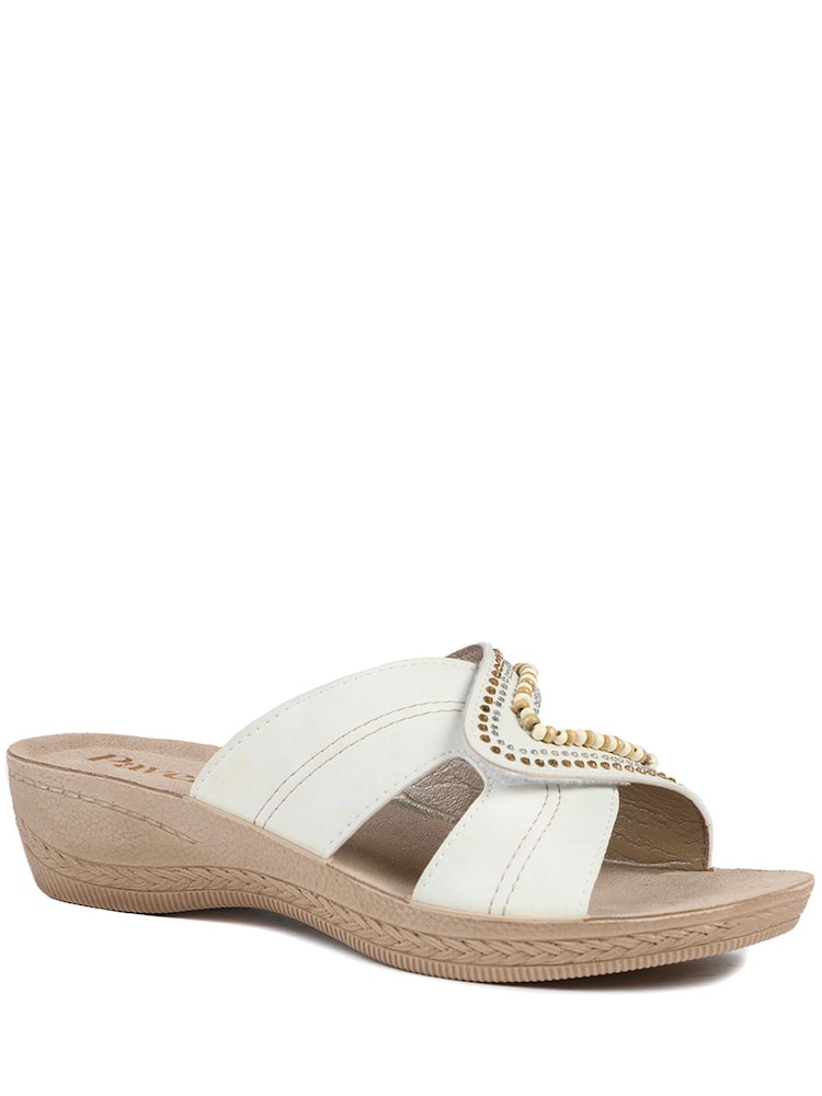 Pavers Off White Adjustable Lightweight Mule Sandals - Image 1 of 5 Pavers Off White Adjustable Lightweight Mule Sandals - Image 1 of 5