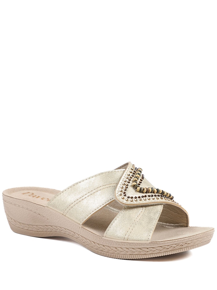 Pavers Gold Adjustable Lightweight Mule Sandals - Image 1 of 5 Pavers Gold Adjustable Lightweight Mule Sandals - Image 1 of 5