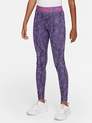 Пурпурный с рисунком - Леггинсы Nike Pro Dri-fit - Image 1 of 5