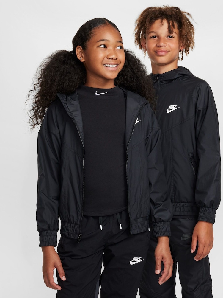 Nike Black Sportswear Windrunner Hooded Jacket - Image 1 of 6 Nike Black Sportswear Windrunner Hooded Jacket - Image 1 of 6